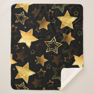 Seamless pattern with Golden Stars Sherpa Blanket