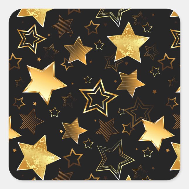 Seamless pattern with Golden Stars Square Sticker (Front)
