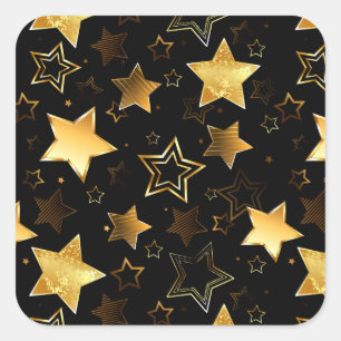 Seamless pattern with Golden Stars Square Sticker