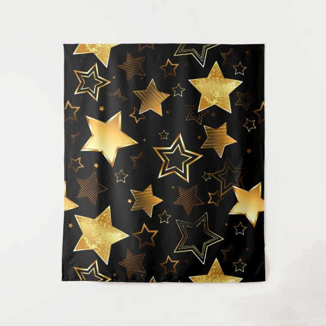 Seamless pattern with Golden Stars Tapestry (Front)