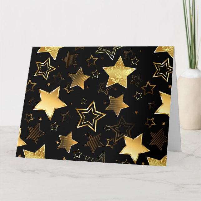 Seamless pattern with Golden Stars Thank You Card (Front)