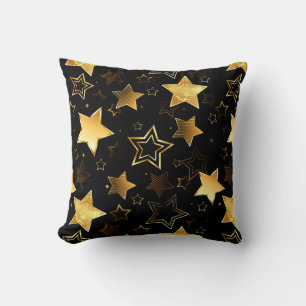 Seamless pattern with Golden Stars Throw Pillow