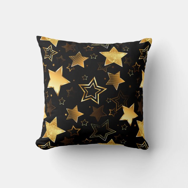 Seamless pattern with Golden Stars Throw Pillow (Front)