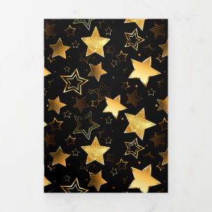 Seamless pattern with Golden Stars Tri-Fold Card
