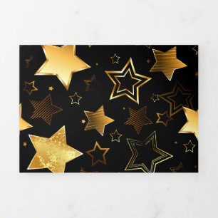 Seamless pattern with Golden Stars Tri-Fold Card
