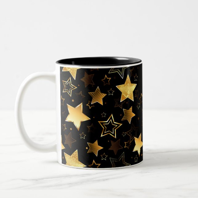 Seamless pattern with Golden Stars Two-Tone Coffee Mug (Left)