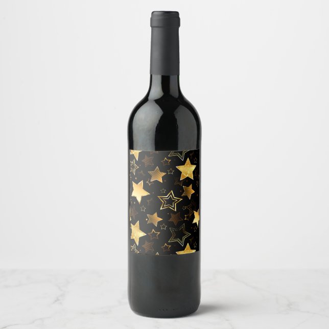 Seamless pattern with Golden Stars Wine Label (Front)