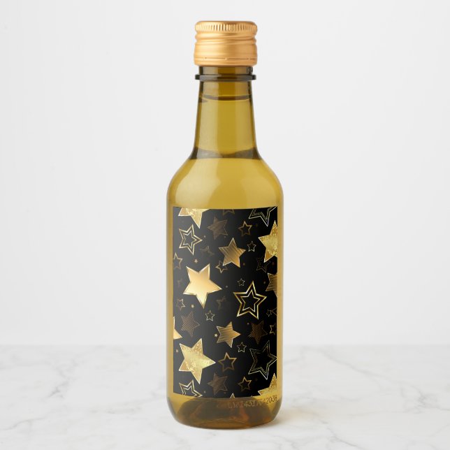 Seamless pattern with Golden Stars Wine Label (Front)