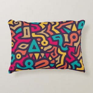 Seamless Pattern with Graffiti Curve Shapes. Mix o Accent Pillow