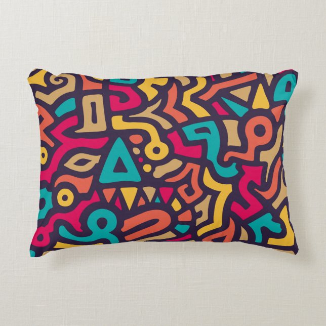 Seamless Pattern with Graffiti Curve Shapes. Mix o Accent Pillow (Front)