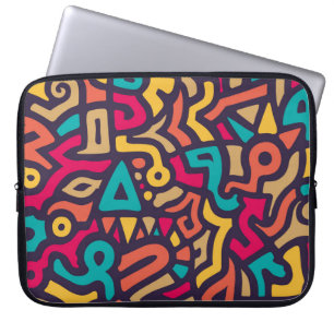 Seamless Pattern with Graffiti Curve Shapes. Mix o Laptop Sleeve