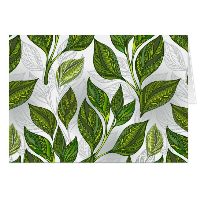 Seamless Pattern with Green Tea Leaves (Front Horizontal)