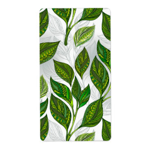 Seamless Pattern with Green Tea Leaves