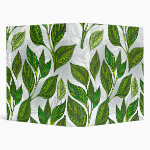 Seamless Pattern with Green Tea Leaves Binder