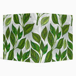 Seamless Pattern with Green Tea Leaves Binder