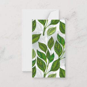 Seamless Pattern with Green Tea Leaves Card
