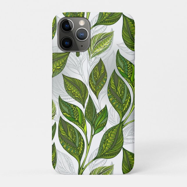 Seamless Pattern with Green Tea Leaves Case-Mate iPhone Case (Back)