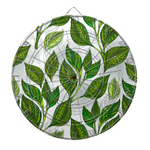 Seamless Pattern with Green Tea Leaves Dartboard