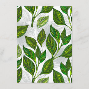 Seamless Pattern with Green Tea Leaves Enclosure Card