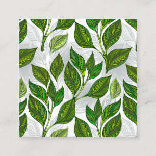 Seamless Pattern with Green Tea Leaves Enclosure Card