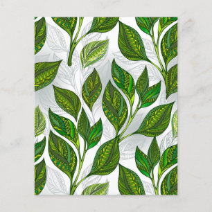 Seamless Pattern with Green Tea Leaves Flyer