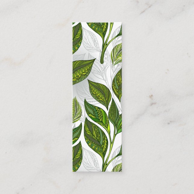 Seamless Pattern with Green Tea Leaves Loyalty Card (Front)