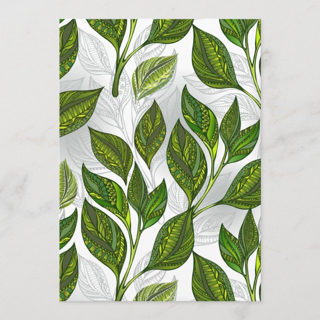 Seamless Pattern with Green Tea Leaves Menu (Front)