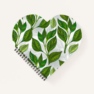 Seamless Pattern with Green Tea Leaves Notebook