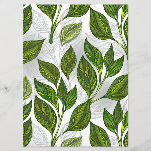 Seamless Pattern with Green Tea Leaves Program (Front)