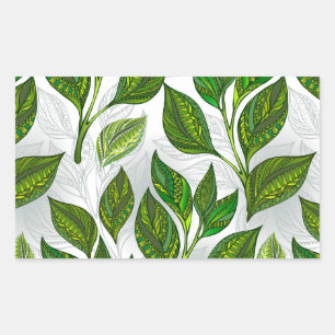 Seamless Pattern with Green Tea Leaves Sticker