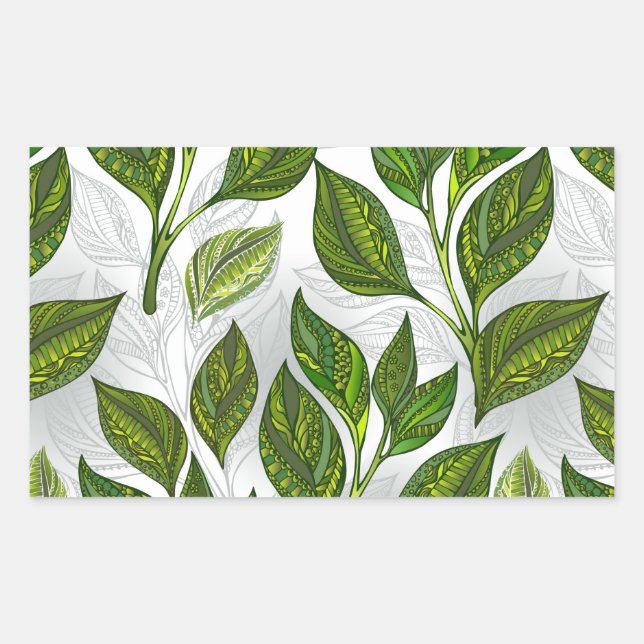 Seamless Pattern with Green Tea Leaves Sticker (Front)