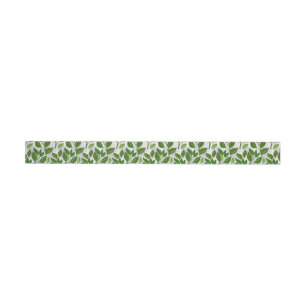 Seamless Pattern with Green Tea Leaves Wrap Around Label