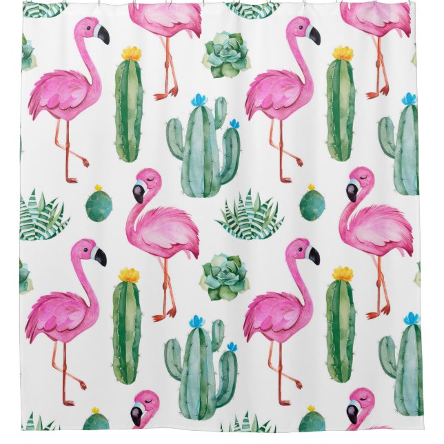 Seamless pattern with green watercolor cactus, suc (Front)