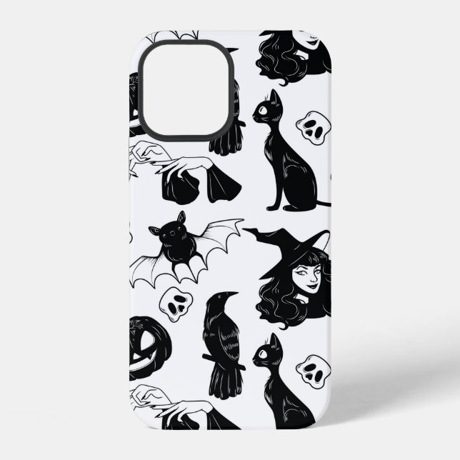 Seamless pattern with Halloween cute hand drawn el iPhone Case (Back)