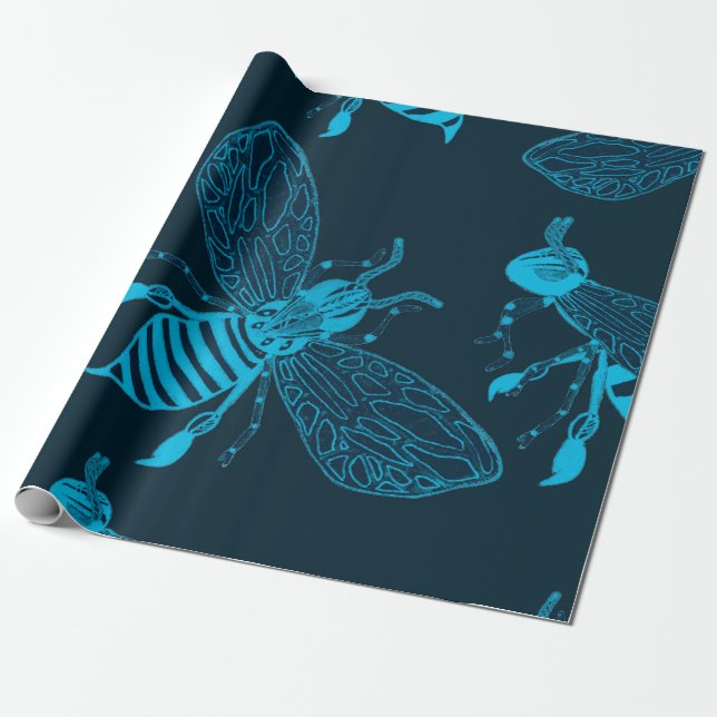 Seamless pattern with hand drawn bees. Fashion ill Wrapping Paper (Unrolled)