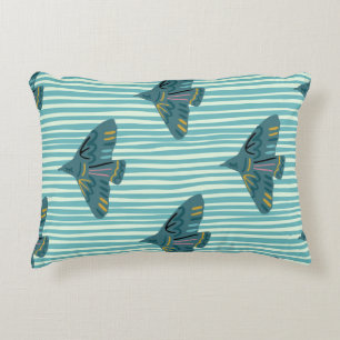 Seamless pattern with hand drawn bird vraetive sil accent pillow