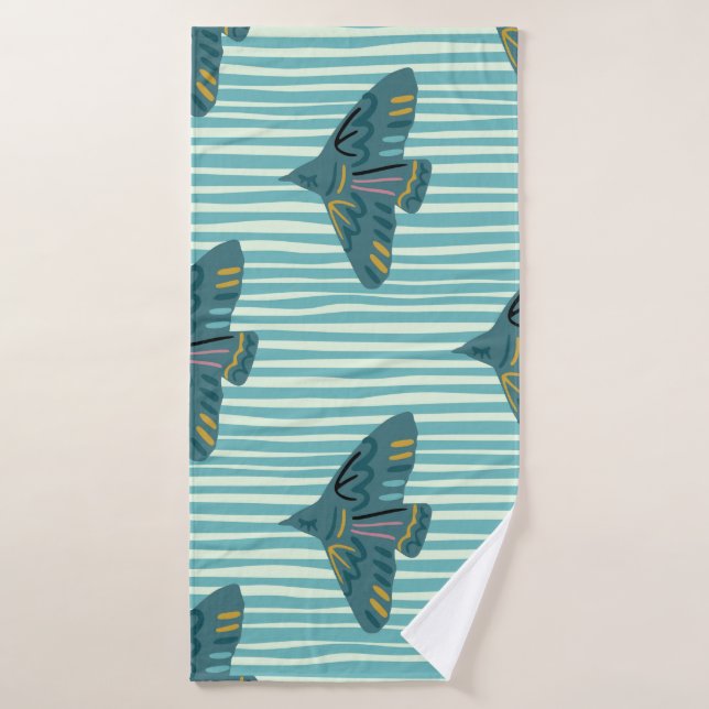 Seamless pattern with hand drawn bird vraetive sil bath towel (Bath Towel)