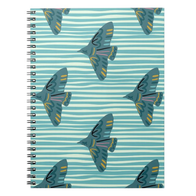 Seamless pattern with hand drawn bird vraetive sil notebook (Front)