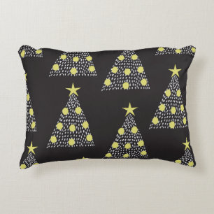 Seamless pattern with hand drawn Christmas trees i Accent Pillow