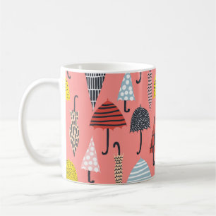 Seamless pattern with hand drawn colourful umbrell coffee mug