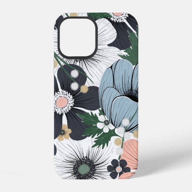 Seamless pattern with hand-drawn delicate flowers. iPhone case (Back)