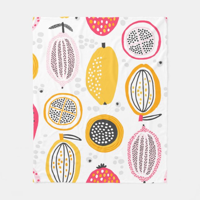 Seamless pattern with hand drawn exotic fruits. Ab Fleece Blanket (Front)