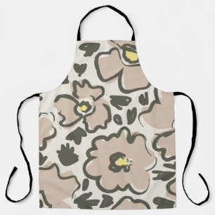 seamless pattern with hand drawn flowers apron