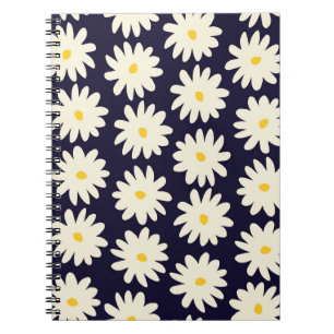 Seamless pattern with hand drawn flowers in cream  notebook
