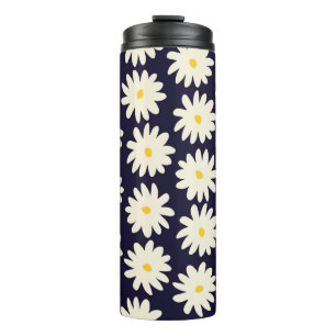 Seamless pattern with hand drawn flowers in cream thermal tumbler