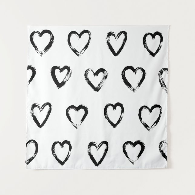 Seamless pattern with hand drawn heart tapestry (Front)