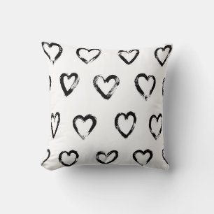 Seamless pattern with hand drawn heart throw pillow