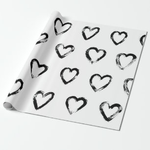 Seamless pattern with hand drawn heart wrapping paper
