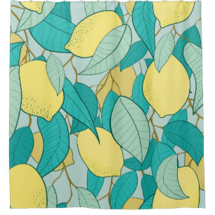 seamless pattern with hand drawn lemon garden