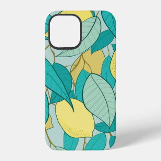 seamless pattern with hand drawn lemon garden iPhone 12 case
